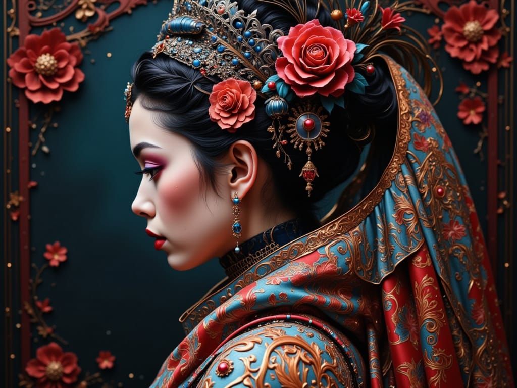 Elegant Portrait Fading in Dark Fantasy Style