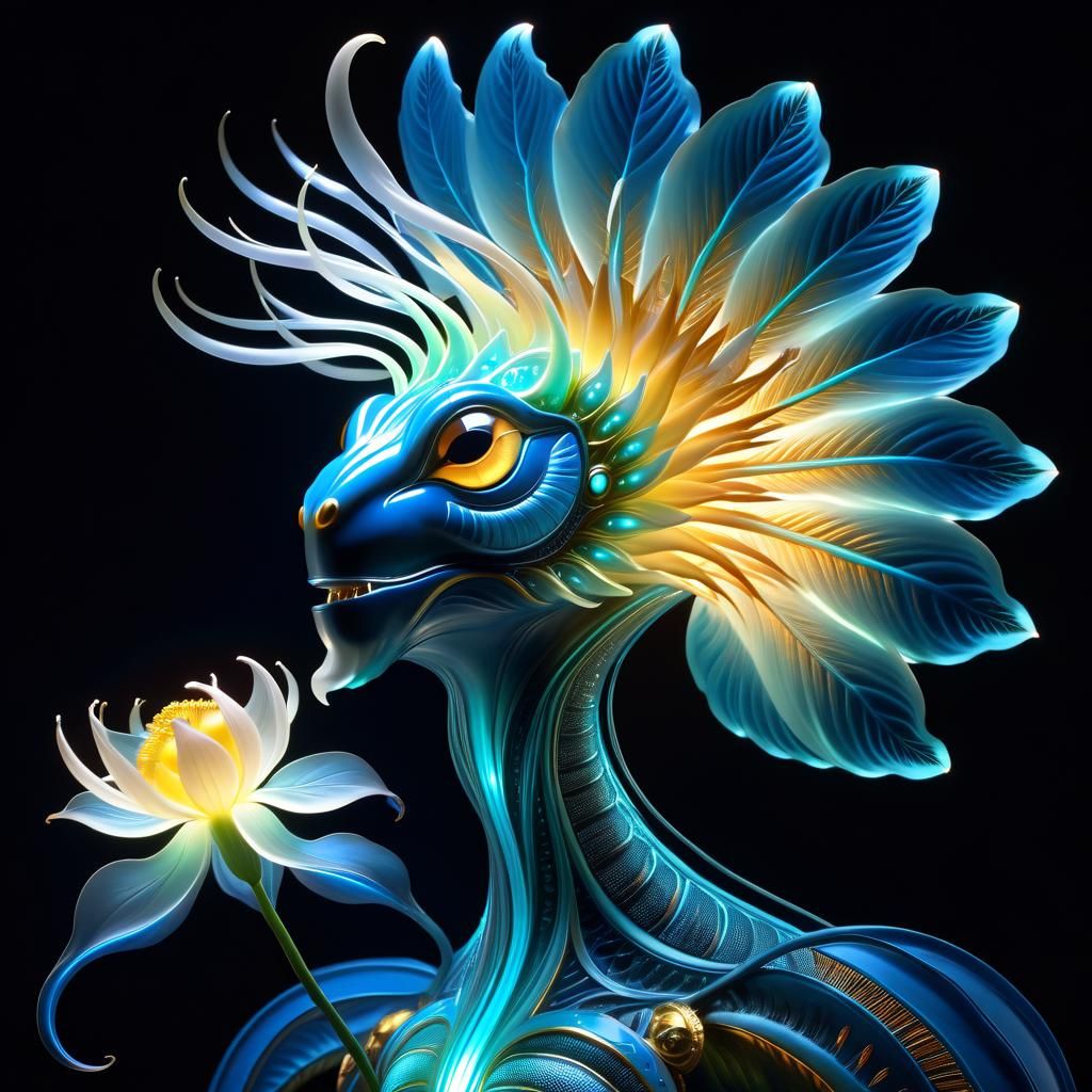 Bioluminescent Creature with Flower, Fantasy Concept Art