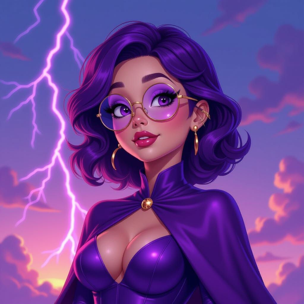 Purple Alien Woman in Comic Art Style