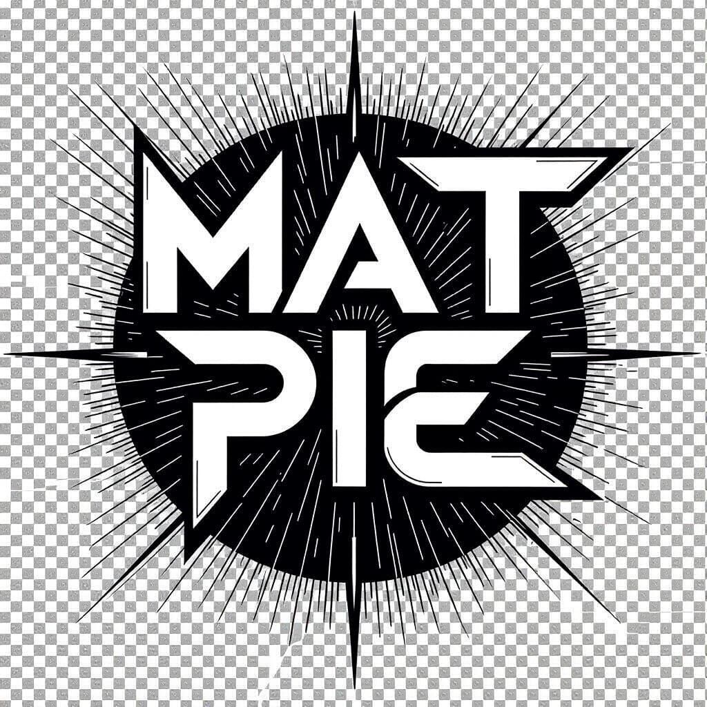 Futuristic "MATT PIE" Logo in Black and White