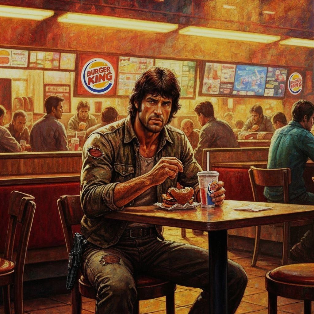 Rambo's Meal at Burger King: Frazetta Style
