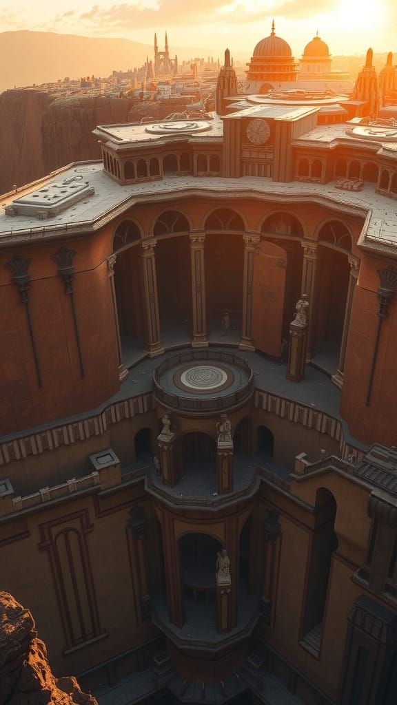 Epic Fantasy Metropolis at Golden Hour