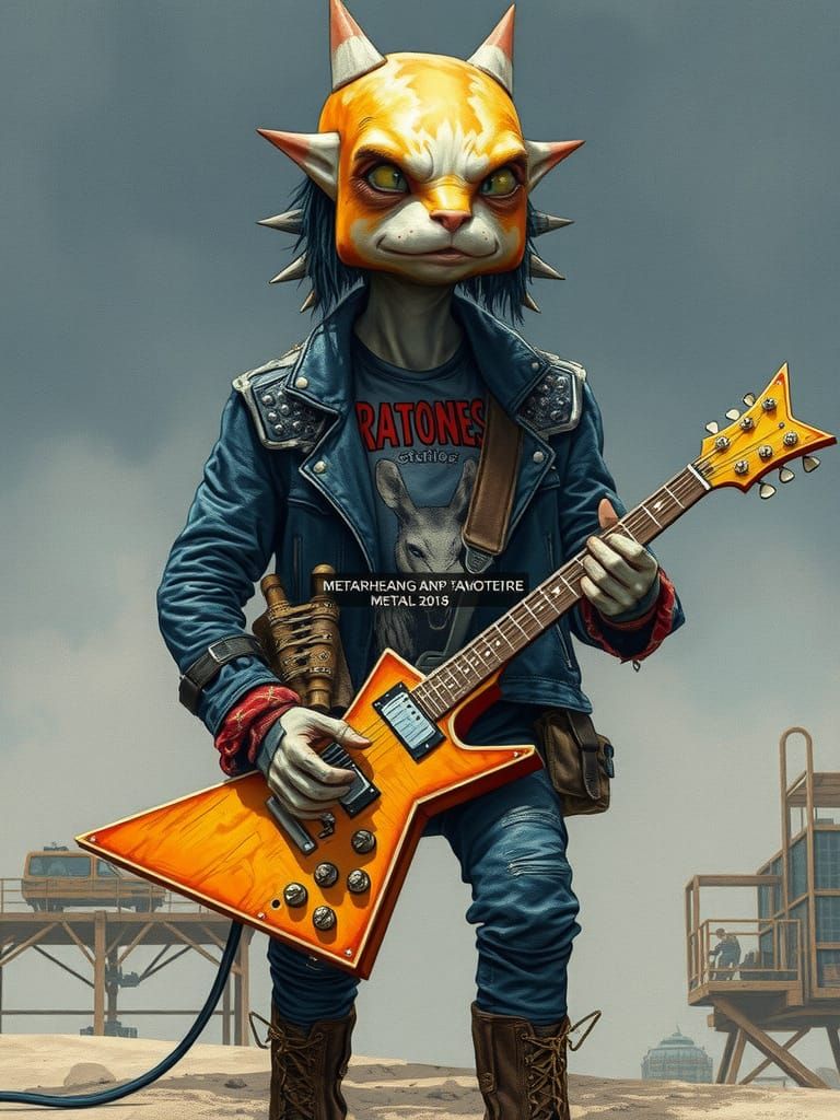 Metalhead with Wurstel Head in Comic Book Style