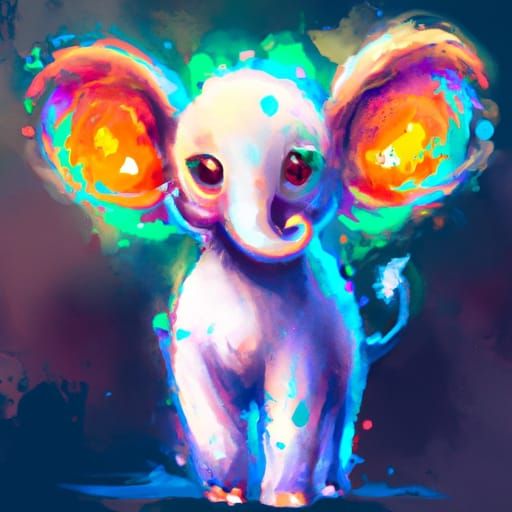 Adorable Chibi Elephant Portrait in Digital Art Style
