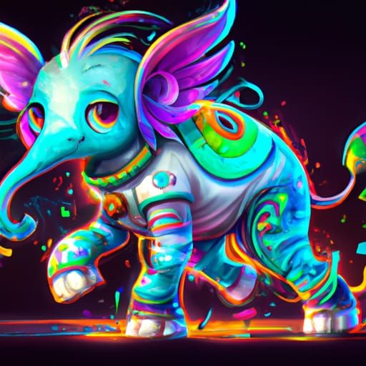 Adorable Chibi Elephant Portrait in Dynamic Lighting