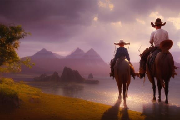 Cinematic Cowboy Couple in Detailed Lighting
