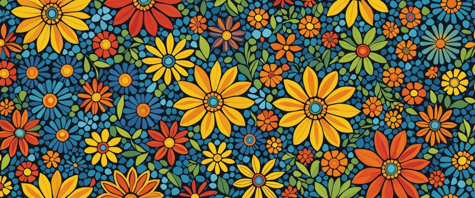 Abstract Mosaic of Geometric Shapes in Vibrant Colors