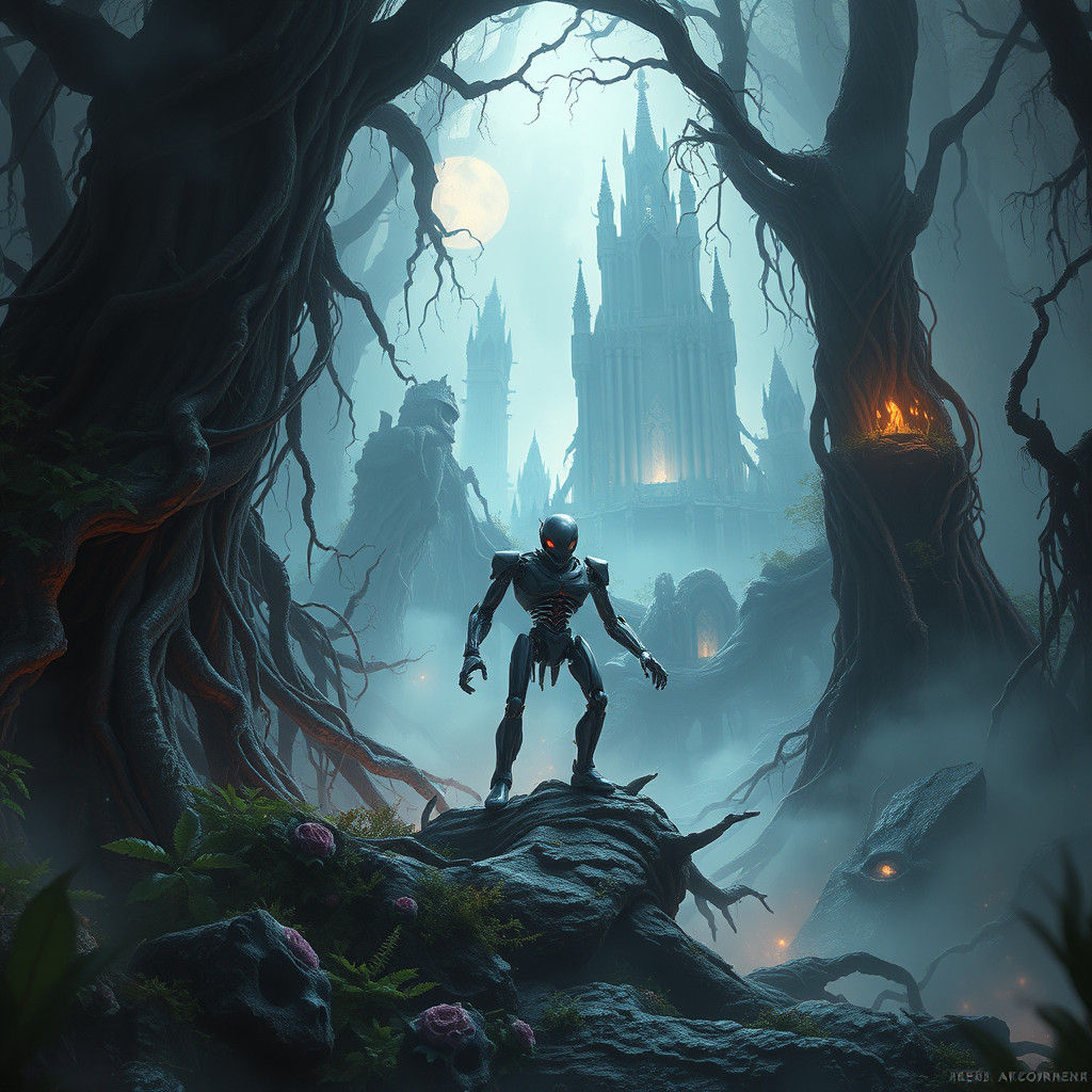 Rowbot in Mystical Realm: Digital Matte Painting