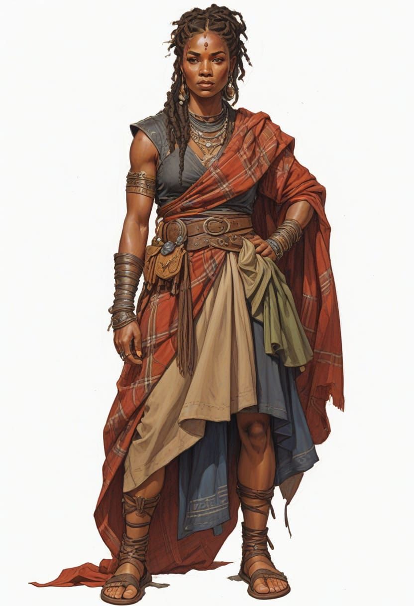 Heroic Fantasy Caribbean Woman in Scottish Attire