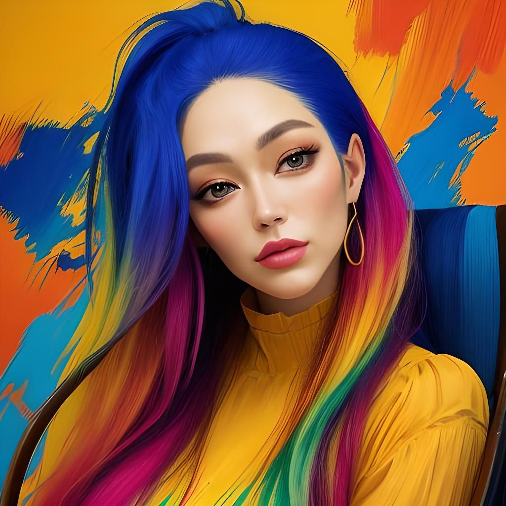 Vibrant Purple and Orange Hued Portrait