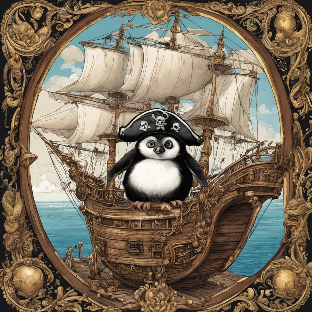 Penguin Chick Pirate on Ship Graphic Novel