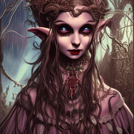 Creepy Elf Portrait in Gothic Victorian Style