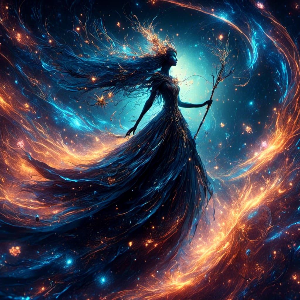 Beautiful Fairy in Space: Detailed Digital Art