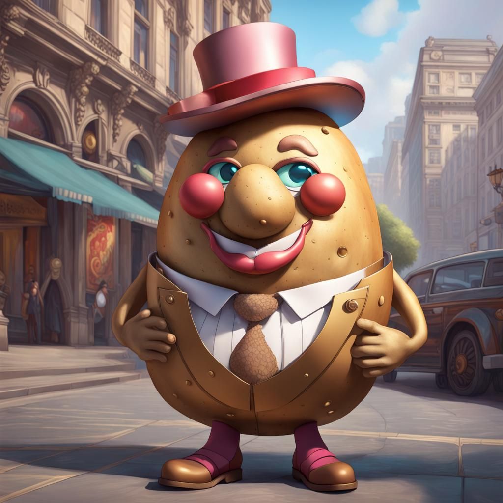 Anthropomorphic Potato in High Fashion Concept Art