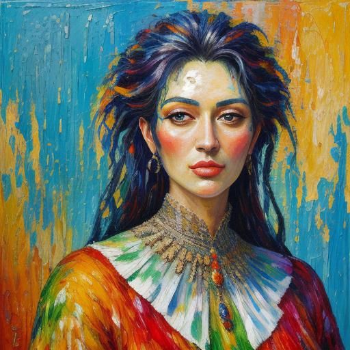 Grimla's Defiant Stare: An Expressionist Oil Painting