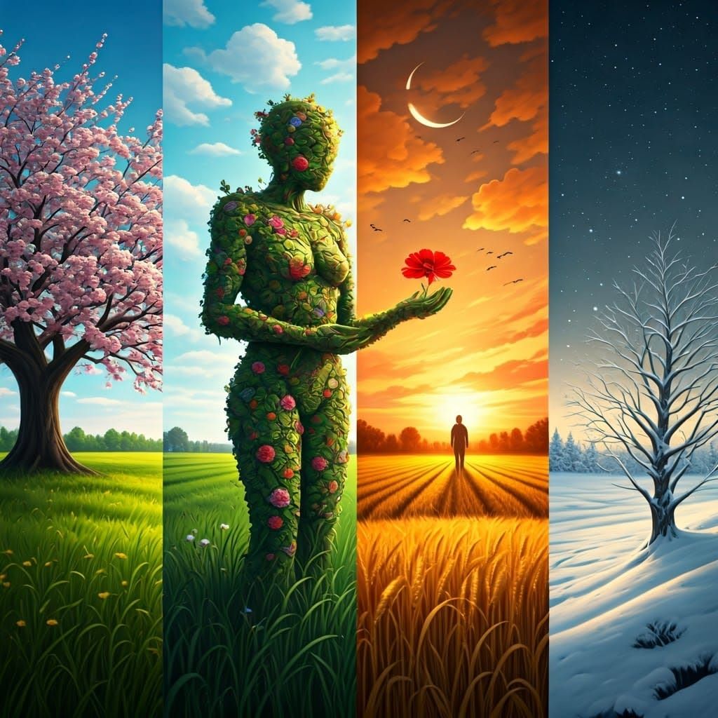 Four Seasons in Charcoal: A Masterful, Hyperdetailed Drawing