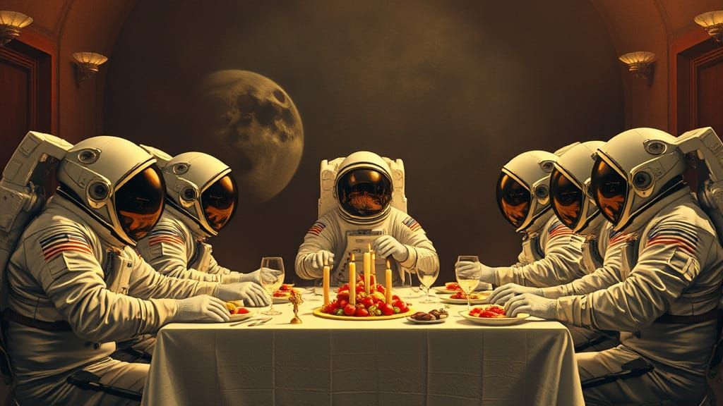 astronauts at their last supper (open prompt)....