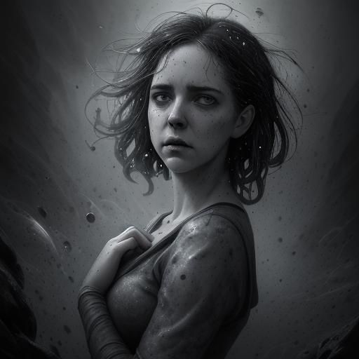 Woman's Anxiety in Whimsical Comic Book Art