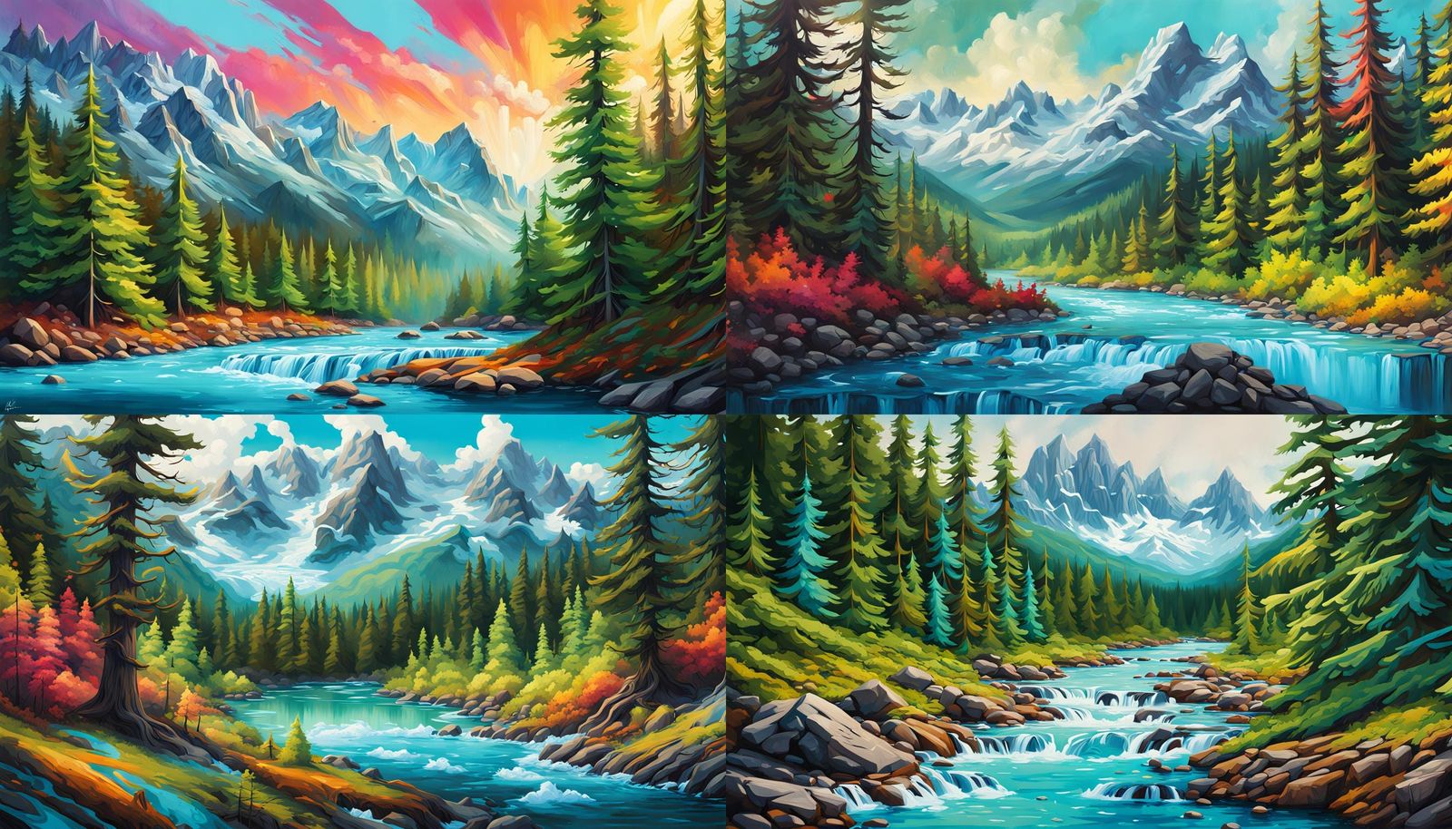 Canadian Forestscape in Graffiti Art Style