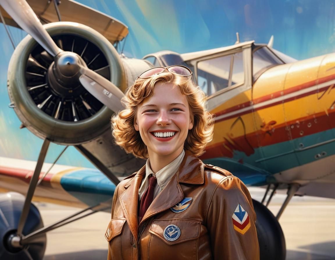 Amelia Earhart Portrait in 1930s Style
