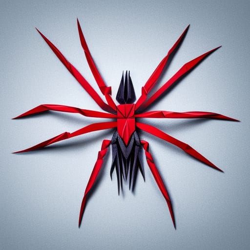 Origami Spider Paper Sculpture in Detailed Papercraft