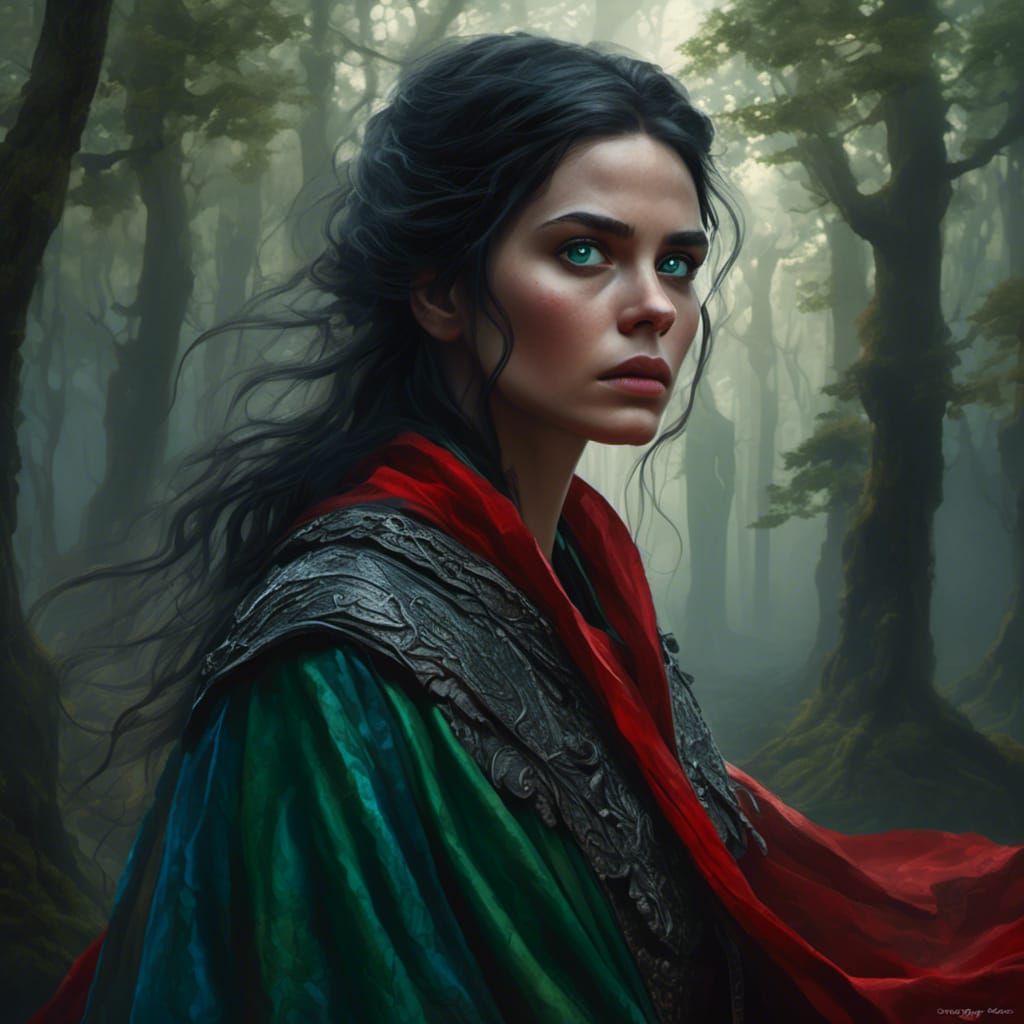 Fantasy Princess in Misty Forest, Hyperreal Digital Art