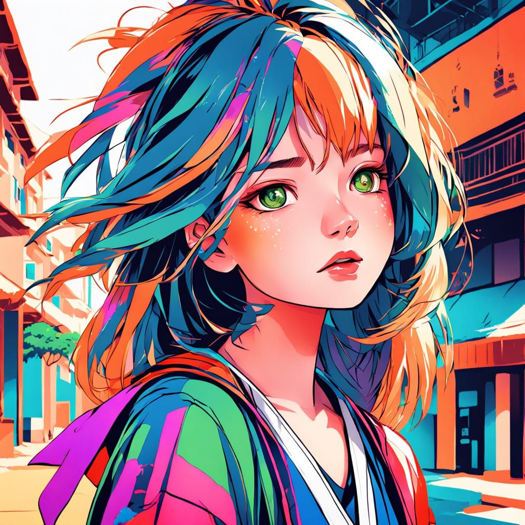 Confident Anime-Inspired Beach Heroine in Vibrant Brazilian ...
