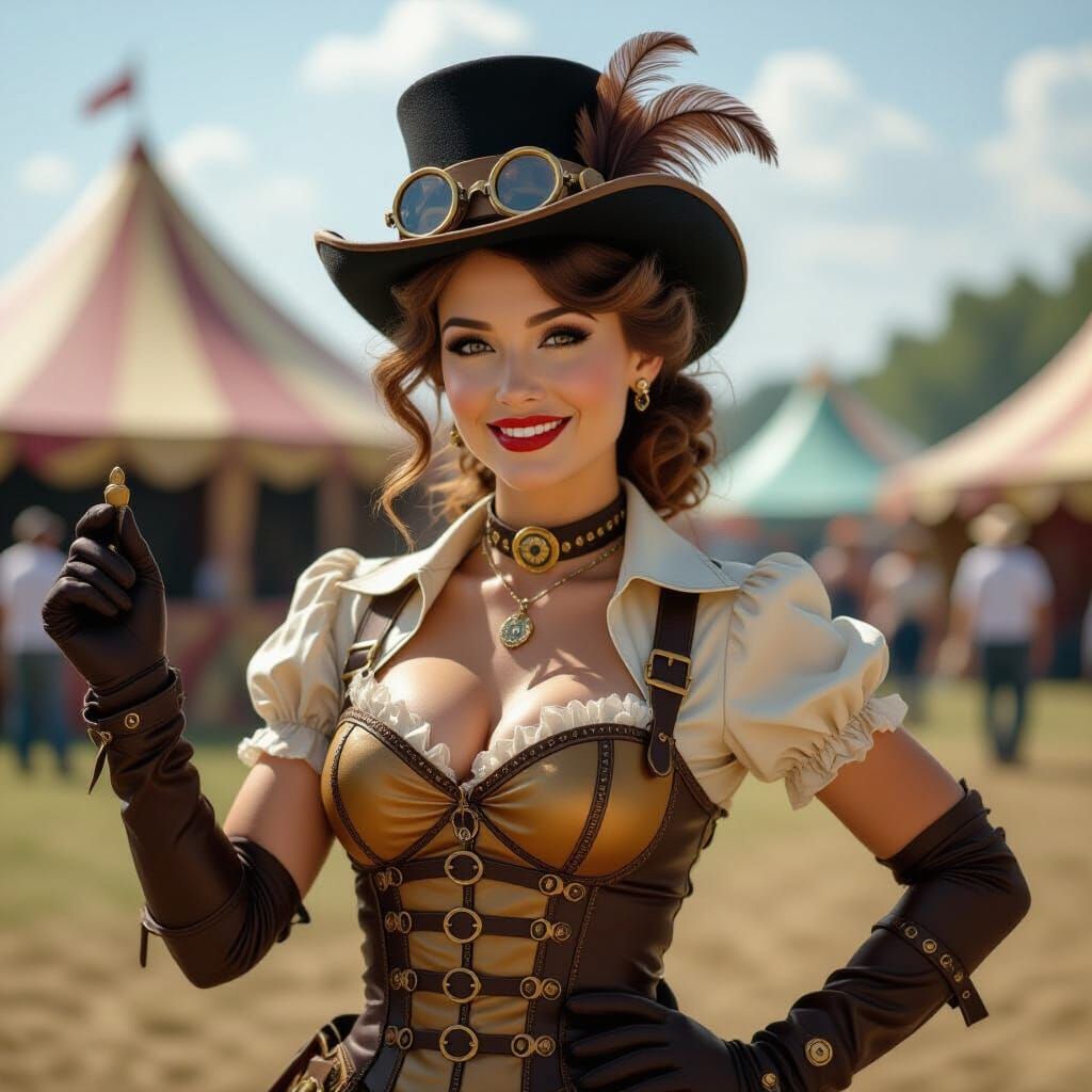 Steampunk Lion Tamer in 1950s Style