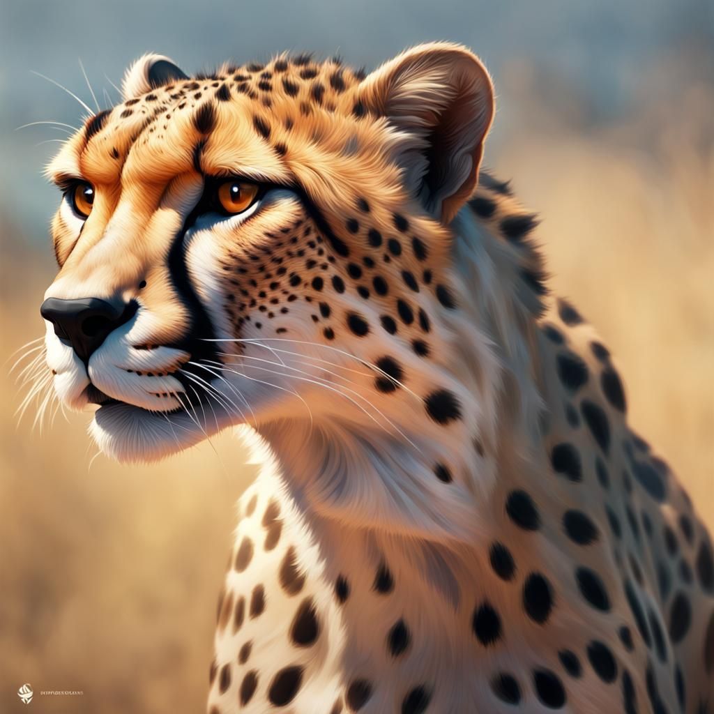 Cheetah Running on Savanna in Hyperdetailed Digital Art