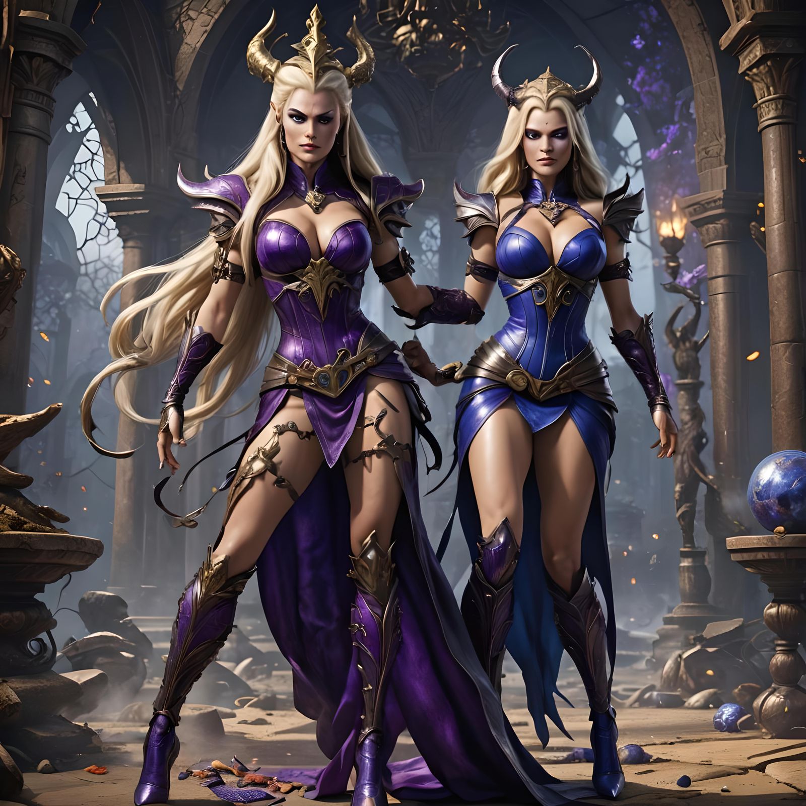 Mysterious Blonde Woman with Hourglass Figure