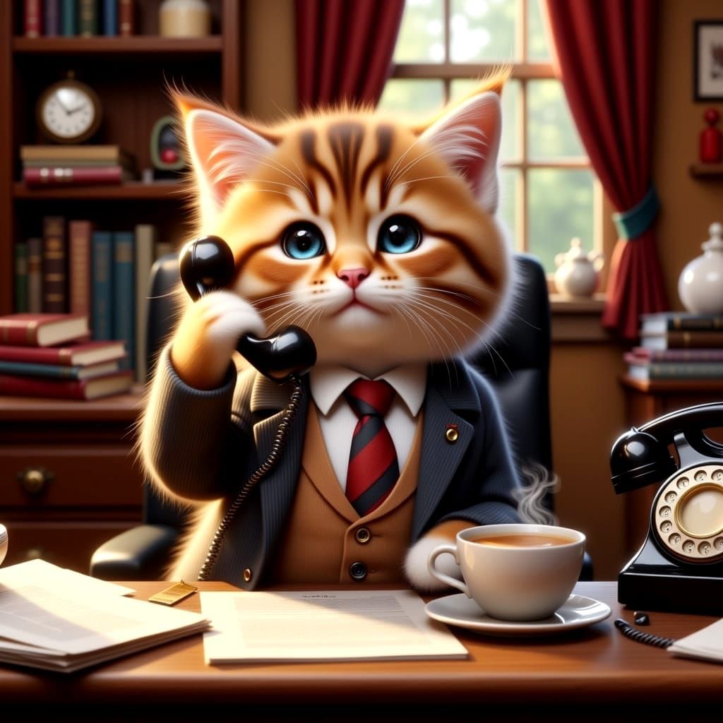 Feline Conversation in Futuristic Style