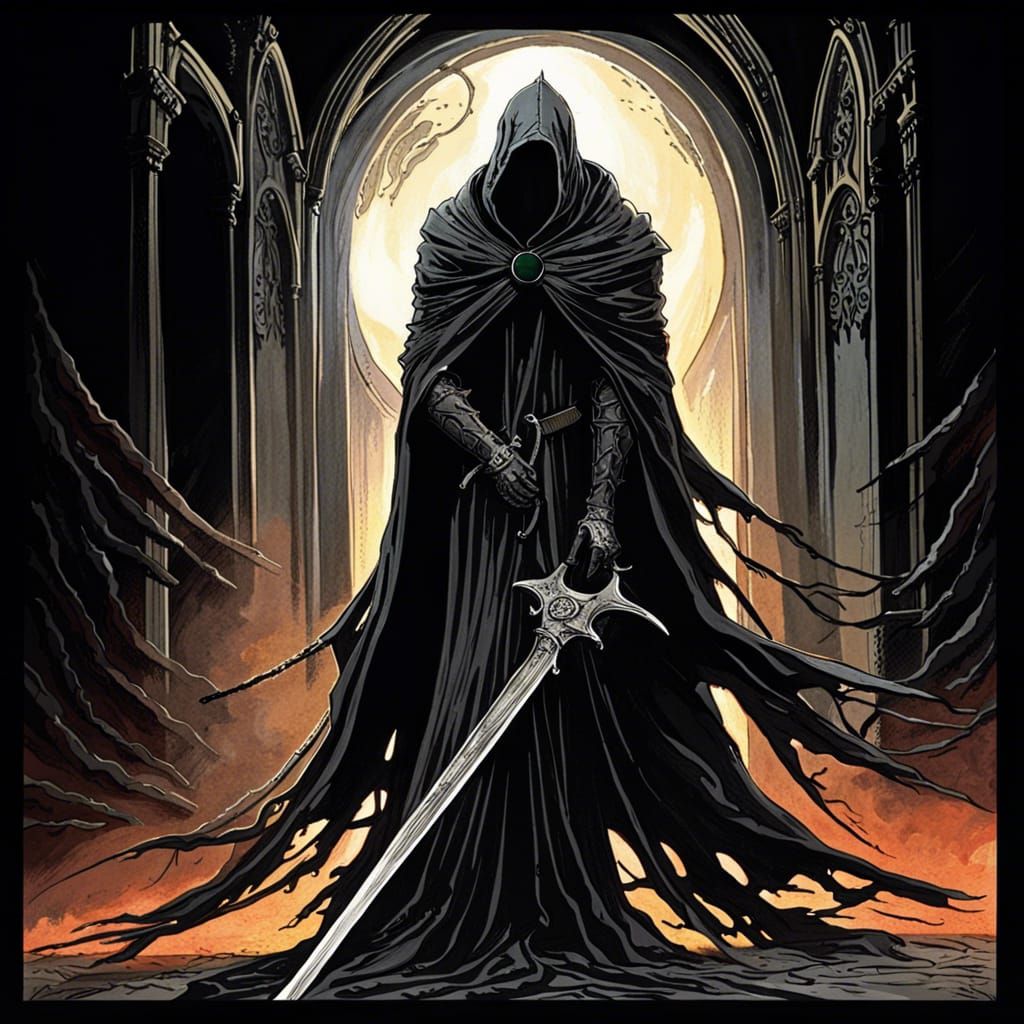 Dark Gothic Reaper Under Eclipse