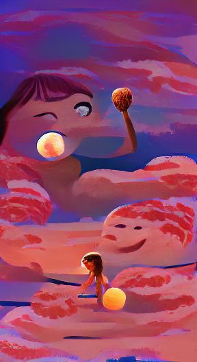 Girl with Meatball Arms Staring at the Moon