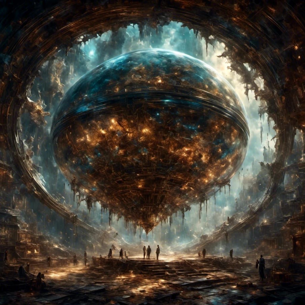 Starship Traversing Wormhole in Hyperreal 3D Style