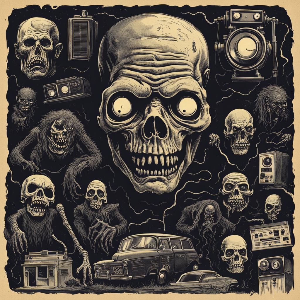 Freaky Skeletons in Analog Horror Style