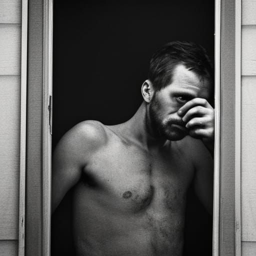 Contemplative Man at Window: Cinematic Portrait