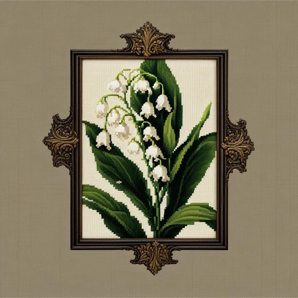 Gothic Lily of the Valley Cross-Stitch Art