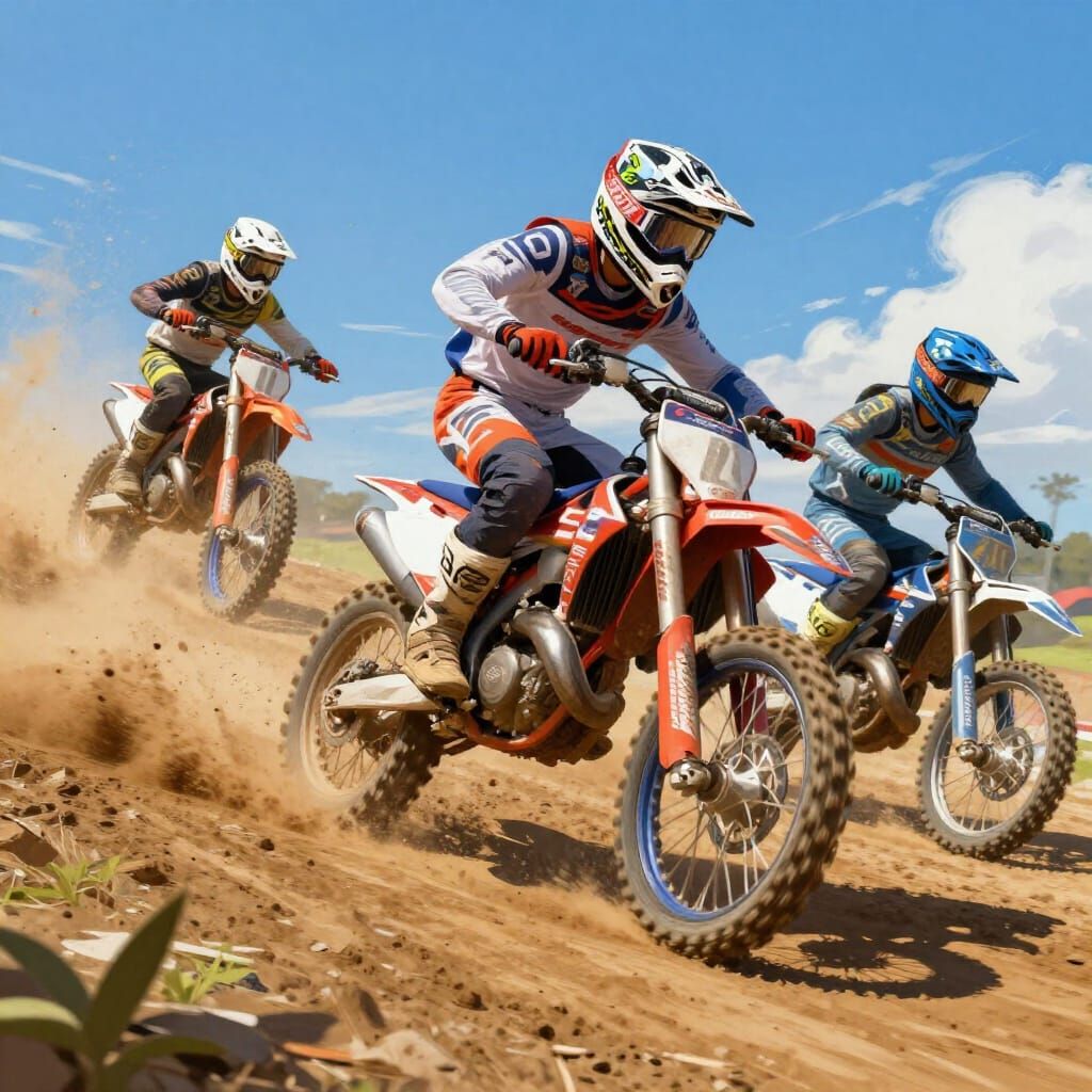 Dynamic Motocross Race Digital Painting