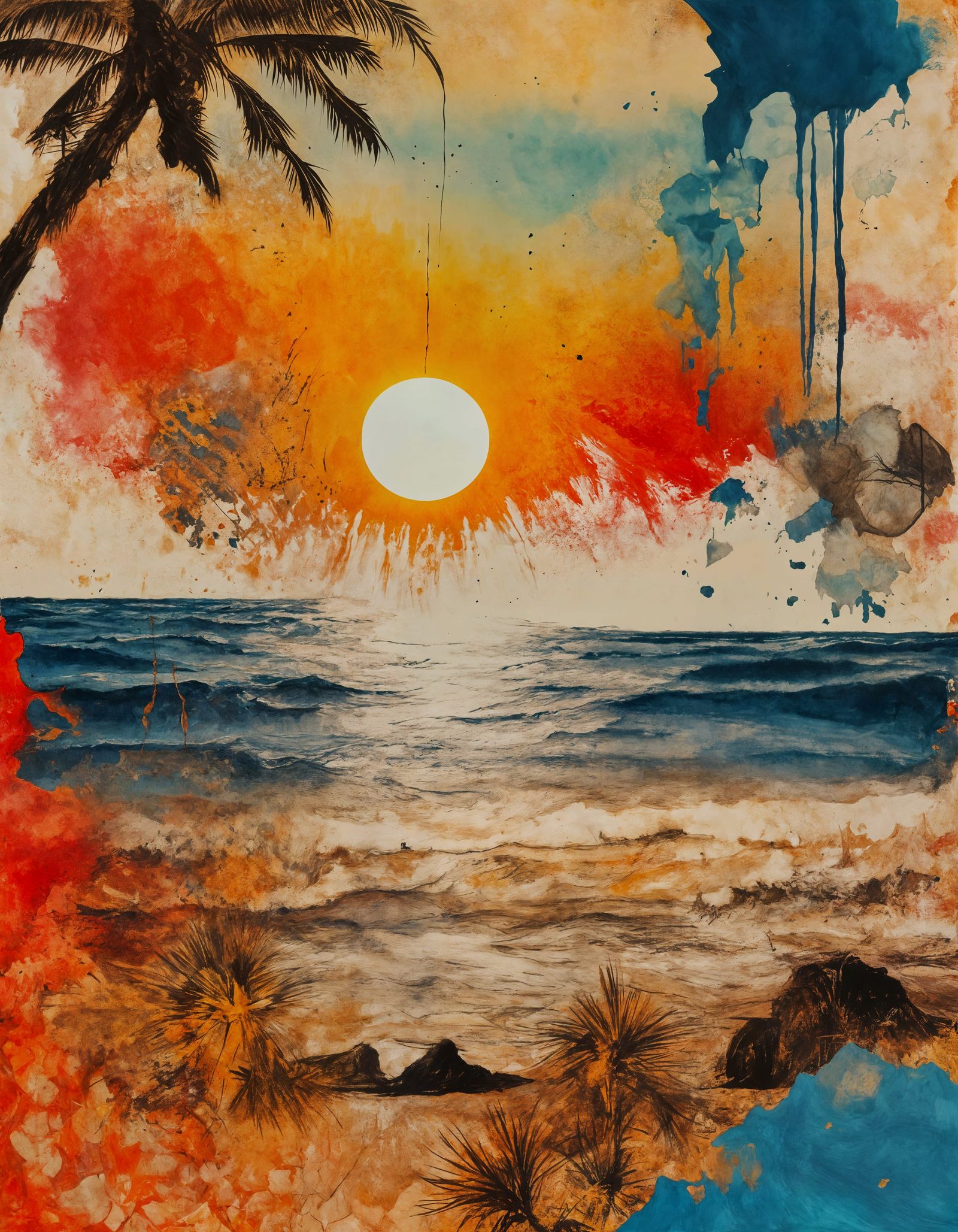 Emotional Turmoil in Abstract Expressionism with Contrasting...