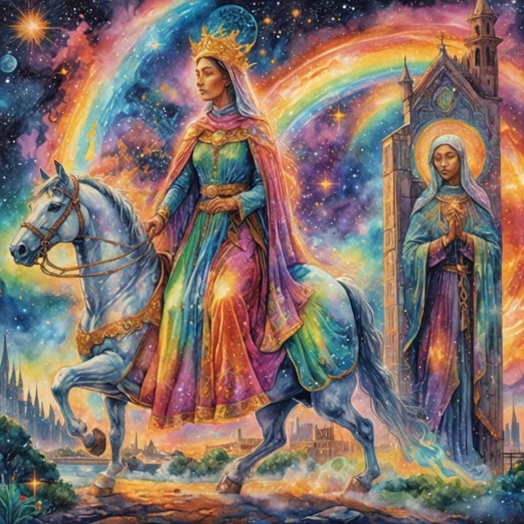 Astral Horseman and Holy Woman: Visionary Art