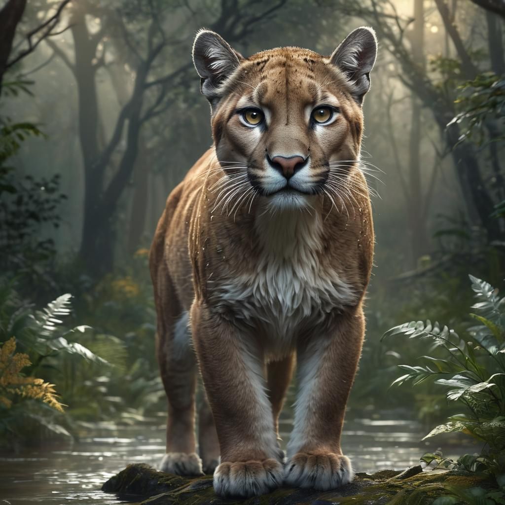 Ethereal Puma Boy Illuminated by Silver Moonlight