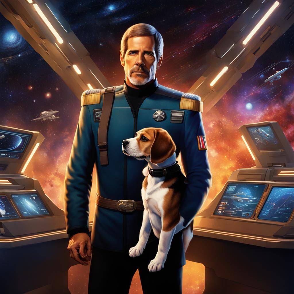 Captain Archer and Beagle on the Enterprise Bridge