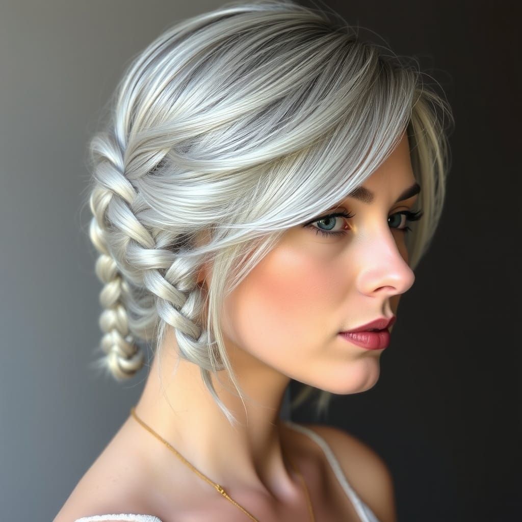 Elegant Silver-Haired Woman in Art Nouveau Style