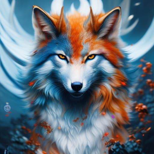 Intricate Kitsune Portrait in Fantasy Concept Art Style