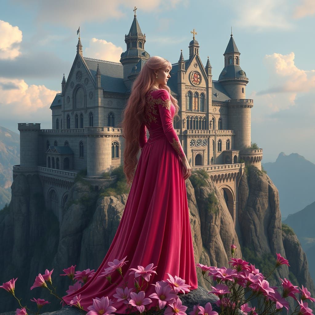 Regal Princess in Fantasy Landscape