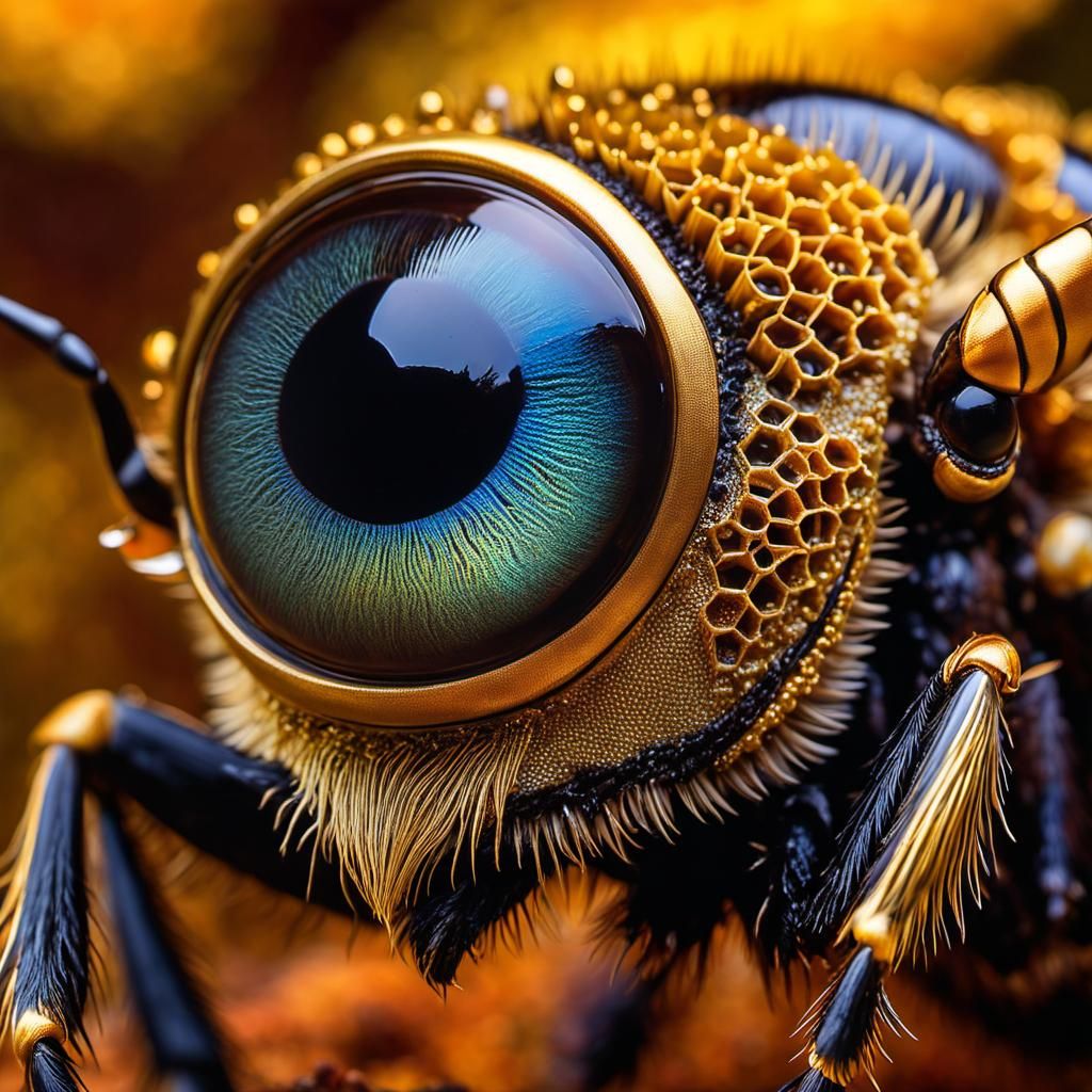 Micro Honeycomb Hobbit with Large Eyes: Hyperrealistic Digit...