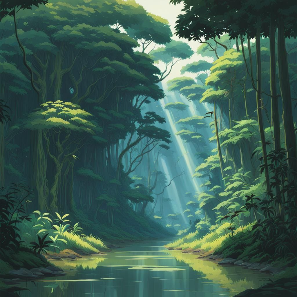 Congo Jungle in Studio Ghibli Anime Style