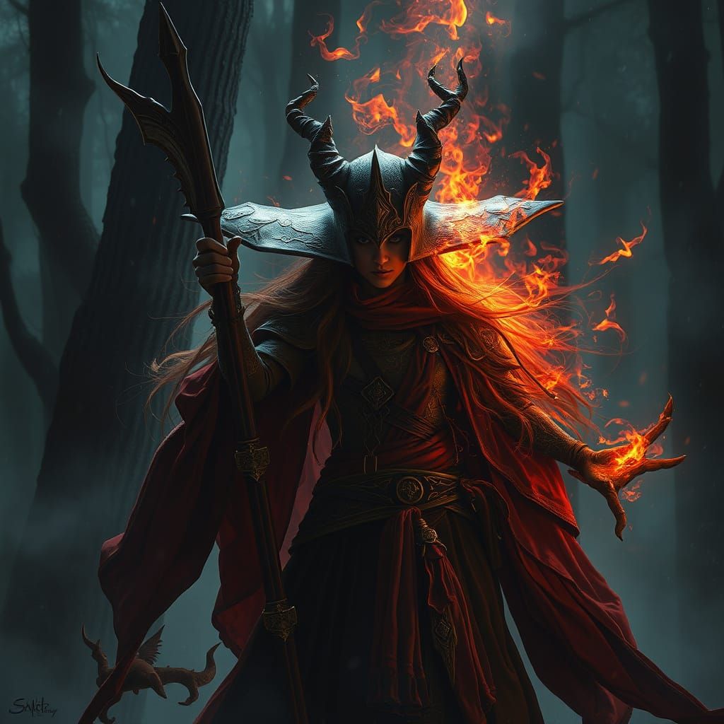 Fantasy Witch Concept Art with Volumetric Lighting