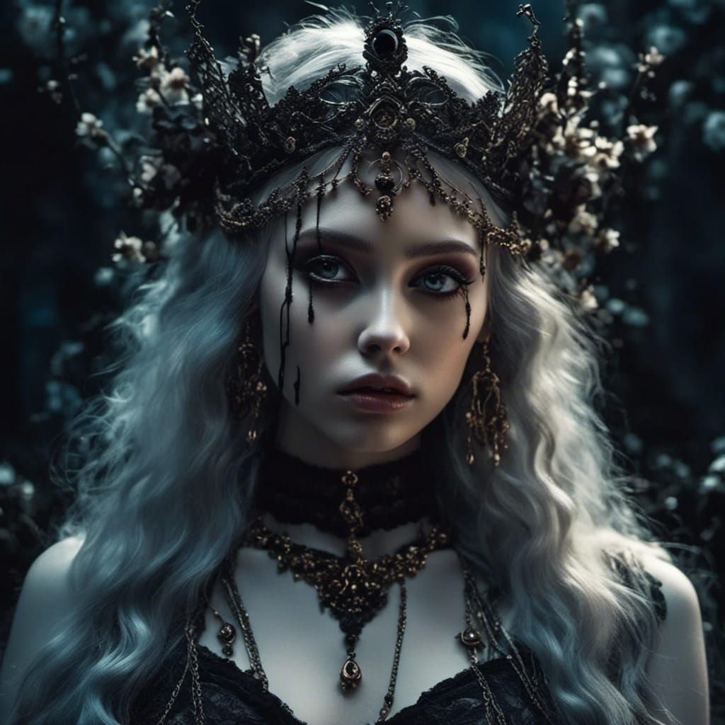 Gothic Elf in Dark Fantasy Forest