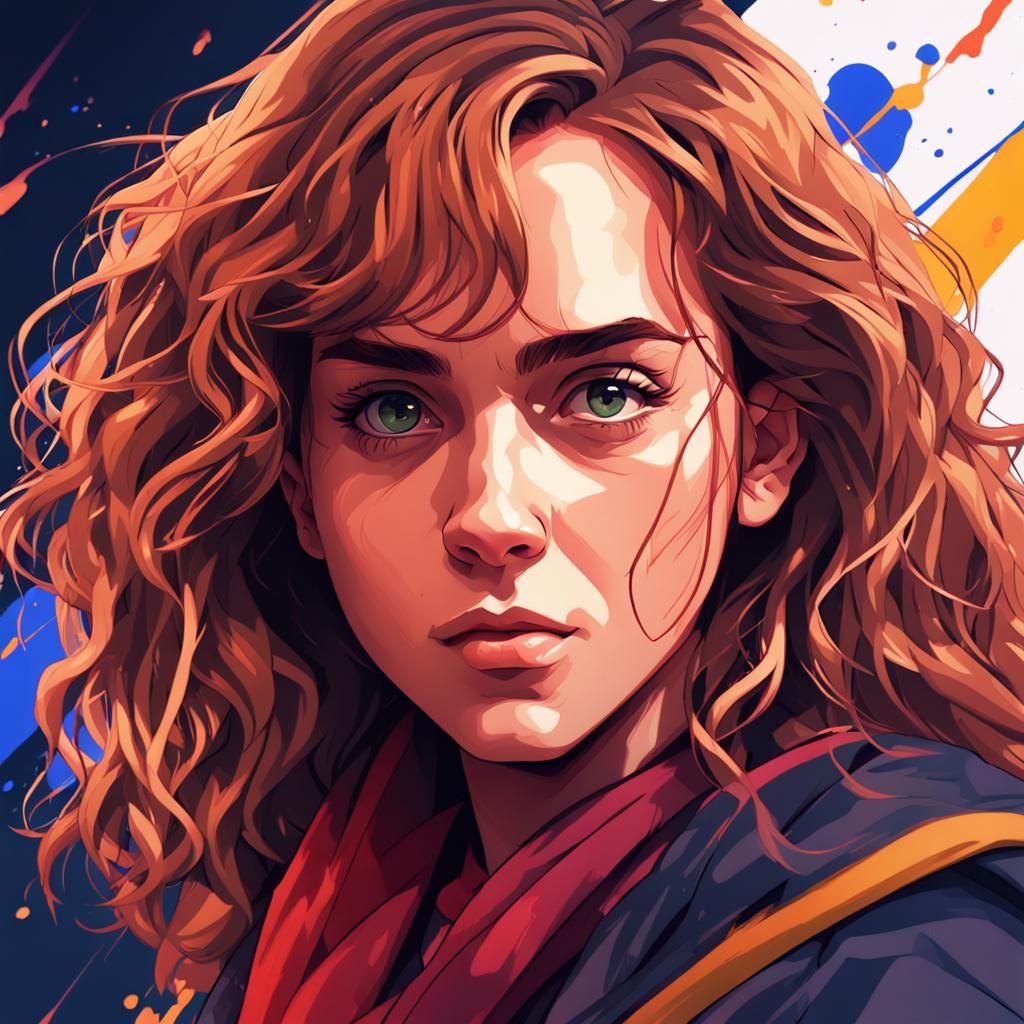 Hermione Granger Portrait in Anime Manga Style